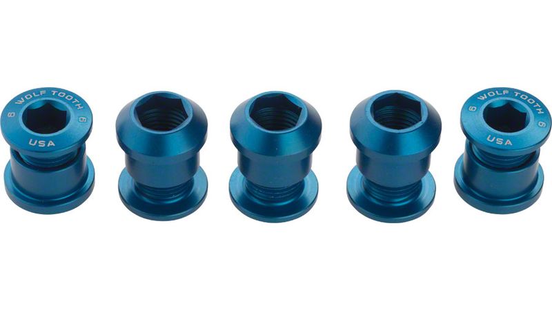 NEW Wolf Tooth Set of 5 Chainring Bolts for 1x use Dual Hex Fittings Blue